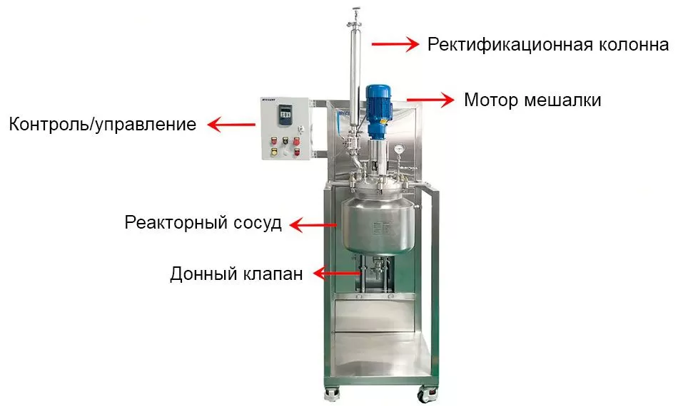 Стальной пилотный химический реактор Wiggens VR-20L, 20 л, макс. температура +300°С, макс. давление ≤5 бар