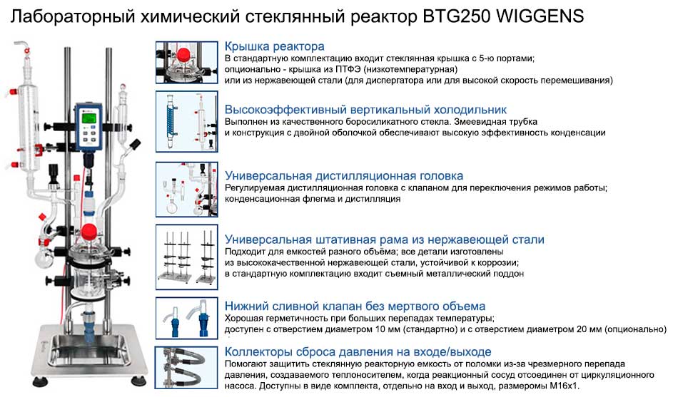Основные особенности лабораторного химического стеклянного реактора BTG250 WIGGENS